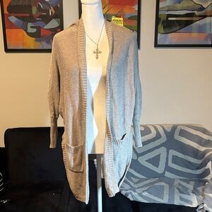 American Eagle Outfitters Taupe Open-Front Cardigan